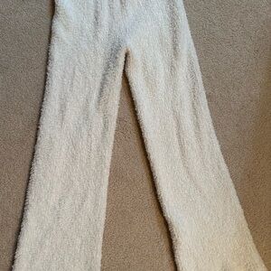 Aerie Cream Fuzzy Pajama Pants